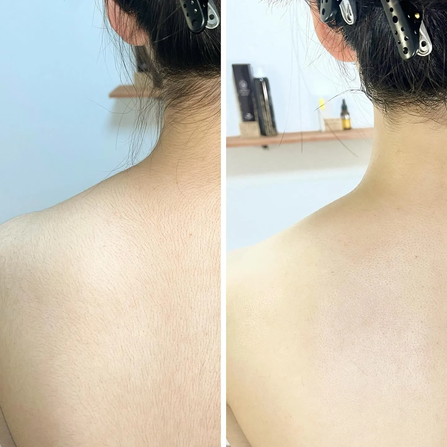 シェービングで背中もスッキリ美女